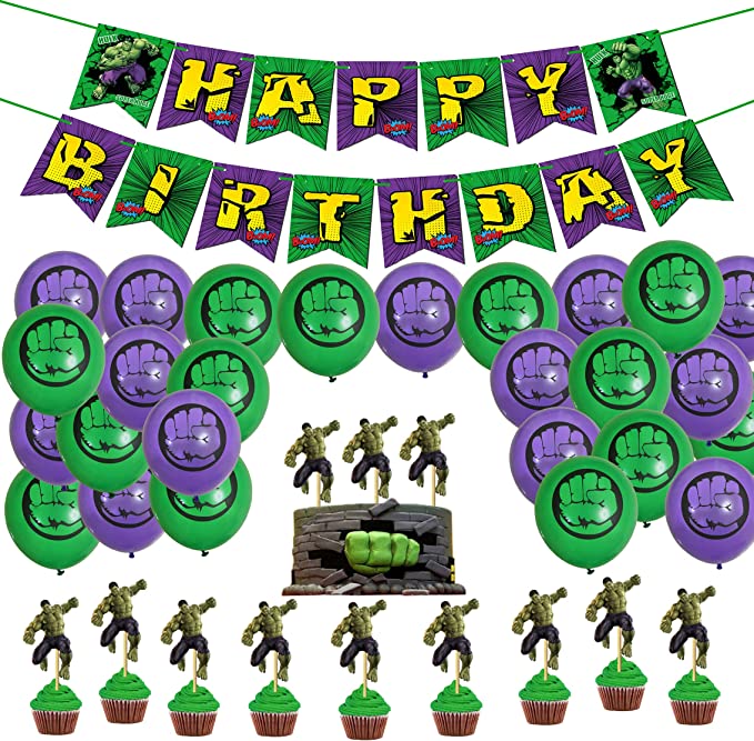 Invincible-Hulk-Party-Decorations-Favors-Sets for-Birthday-Party-55-Pcs-Hulk-Theme-Party