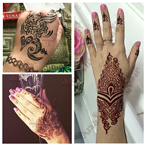 Xmasir-6-Pieces-India-Henna-Tattoo-Stencil-Kit-for-Women-Girl-Hand