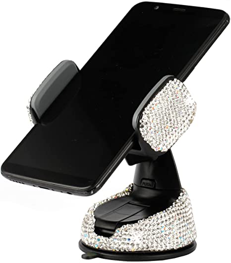 Amiss Universal Bling Cell Phone Holder, 360°Adjustable Car Phone Mount with One More Air Vent Base