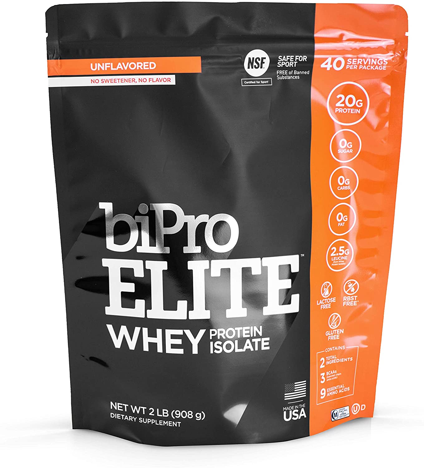 BiPro Elite 100% Whey Protein Powder Isolate for High-Intensity Fitness, Unflavored,