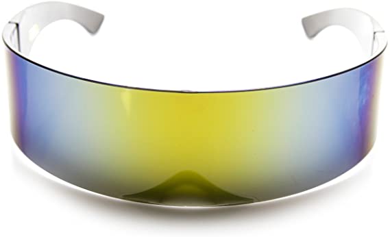 Futuristic Cyclops Cyberpunk Visor Sunglasses with Semi Translucent Mirrored Lens