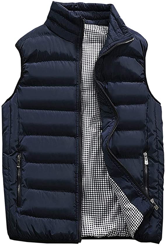 Guanzizai Men's Outdoor Casual Stand Collar Outwear Padded Vest Coats
