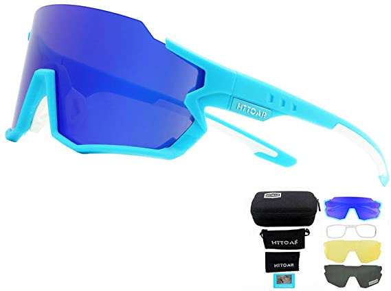 HTTOAR Polarized Sports Sunglasses Cycling Glasses With 3Interchangeable Lenes