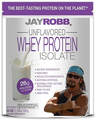Jay Robb Whey Unflavored Isolate Protein Powder, Low Carb, Keto, Vegetarian, Gluten Free