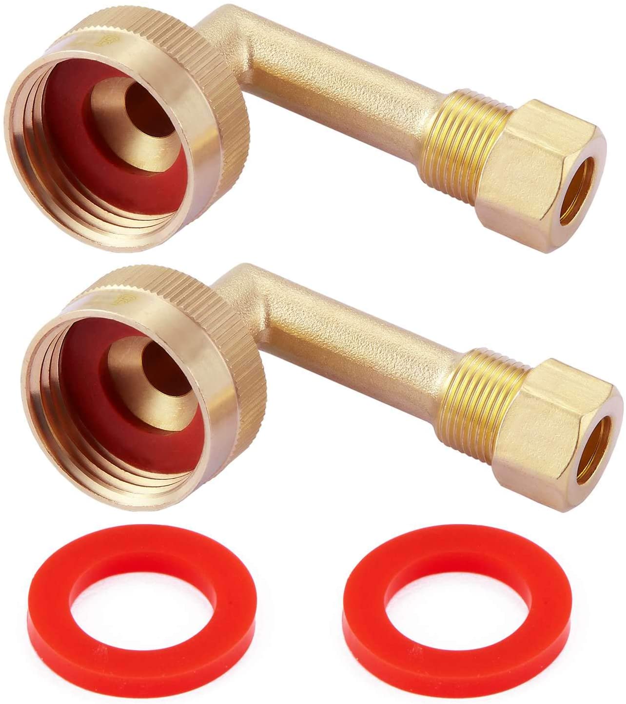 Litorange 2 Pack Lead Free Brass W10685193 Dishwasher Swivel Gooseneck Elbow Hose Fitting, 3/4" GHT by 3/8" Inch Compression