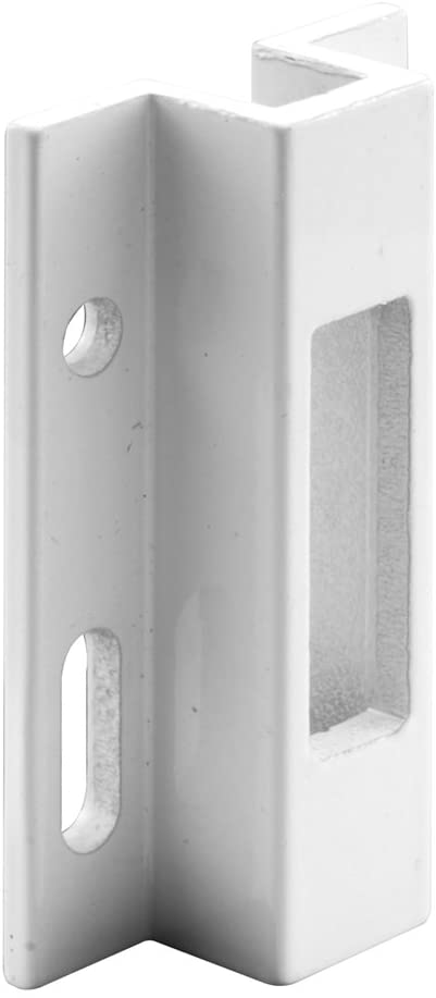 Prime-Line E 2124 Sliding Door Keeper, White Extruded Aluminum, For Hook Style Latch, Viking, Pack of 1