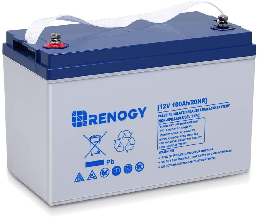 Renogy 12V 100AH Deep Cycle Hybrid Gel Battery, over 750 Cycles, Rechargeable for Solar Wind 
